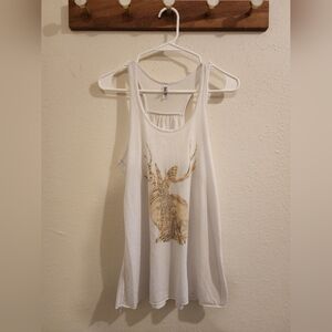 Bella Canvas White and Gold Deer Graphic Tank Top